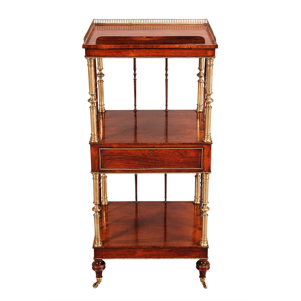 Rosewood and Brass Whatnot with Reading Slope