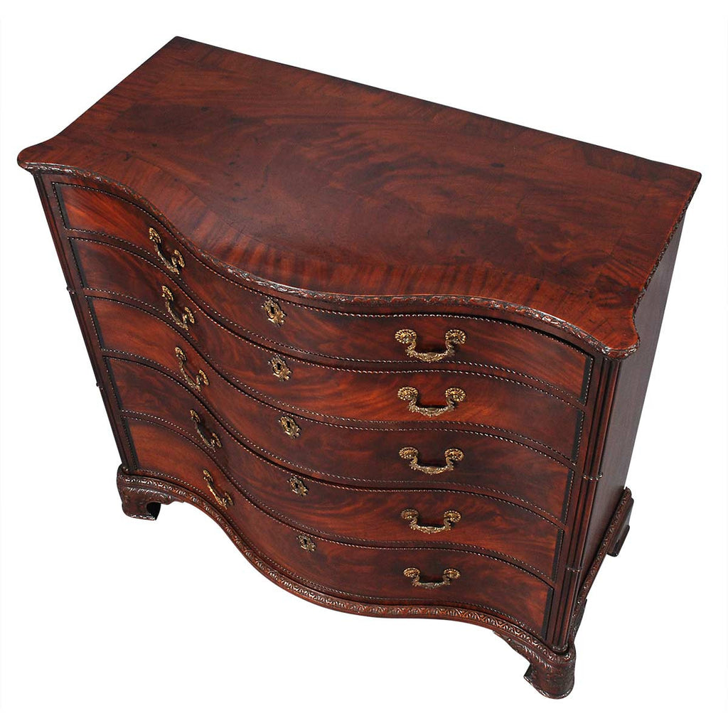 Large Serpentine Chest of Five Drawers