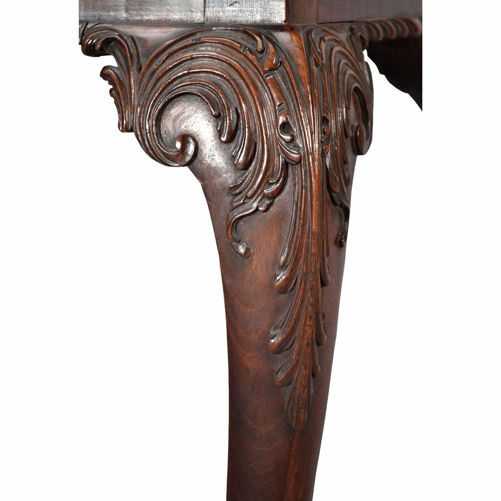 a chippendale period antique card table with cabriole legs and ball and claw feet detail view