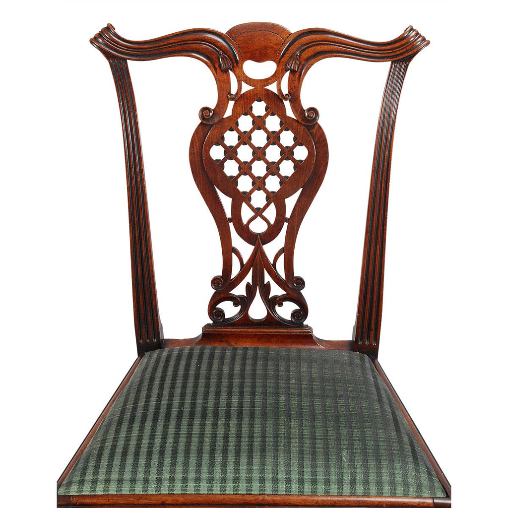 Set of Six Dining Chairs with Lattice-Work Splat