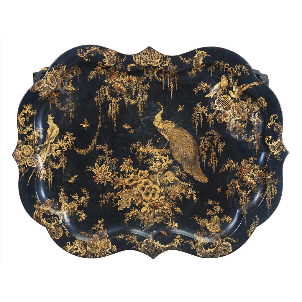 Shaped Tole Tray on Stand