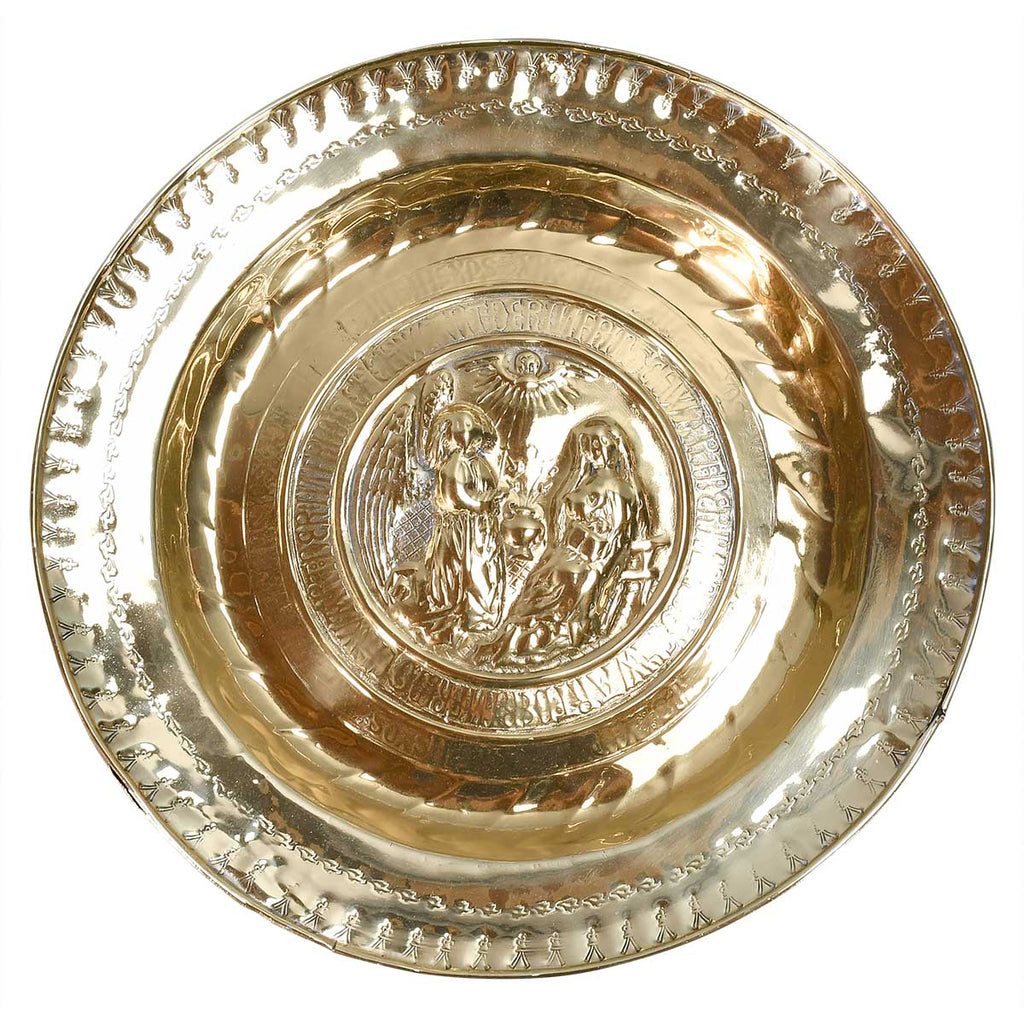 17th Century Alms Pan with Annunciation Scene