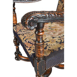 Large and Early Flemish Armchair Covered in Needlepoint