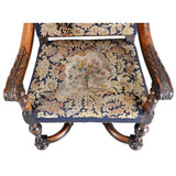 Large and Early Flemish Armchair Covered in Needlepoint