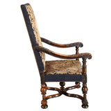 Large and Early Flemish Armchair Covered in Needlepoint