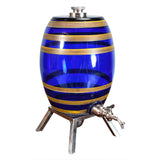 Cobalt Blue Glass Spirit Barrel on Silver Stand