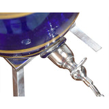 Cobalt Blue Glass Spirit Barrel on Silver Stand
