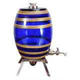 Cobalt Blue Glass Spirit Barrel on Silver Stand