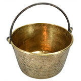 A Large Brass Bin with Iron Handle