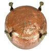 A Large Circular Copper Bin on Brass Paw Feet