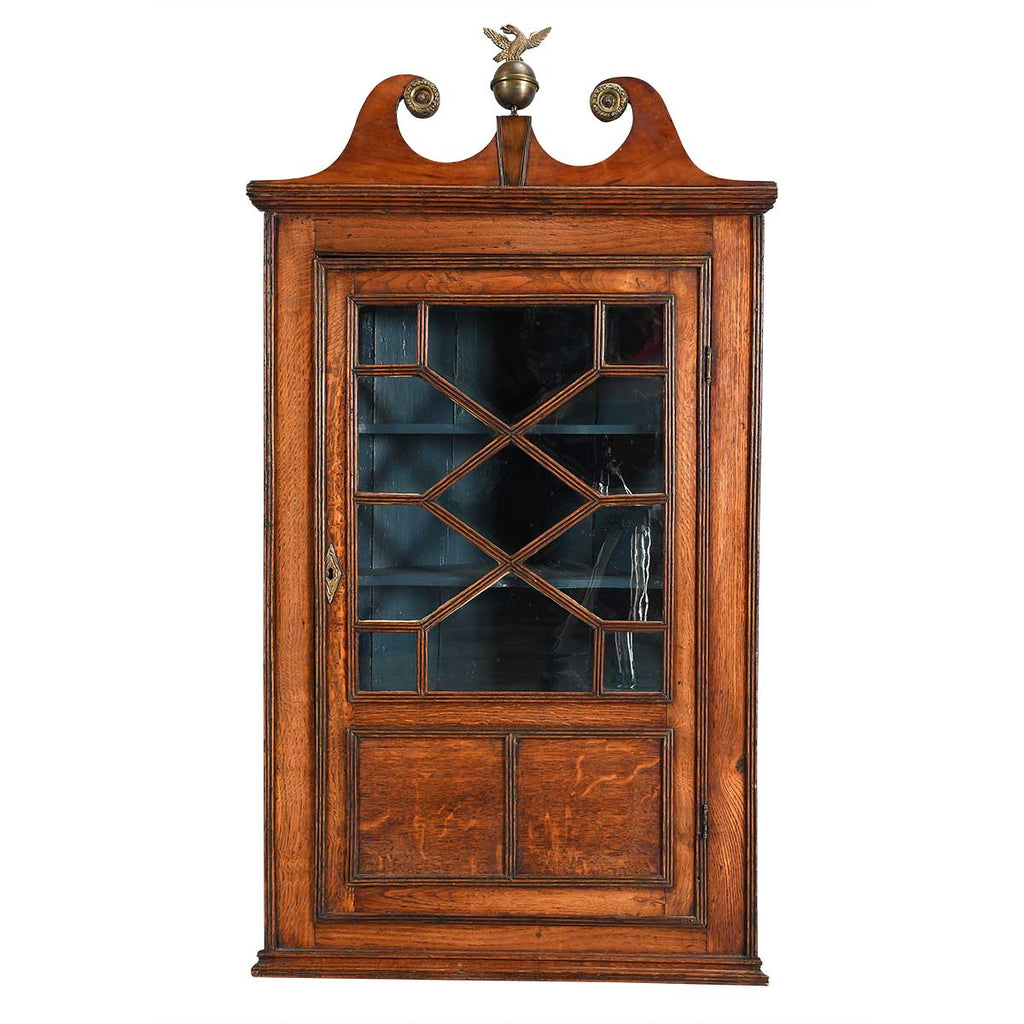 Hanging Corner Cabinet with Swan Neck Pediment