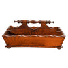 19th century English oak cutlery tray with turned handle and dovetail joints
