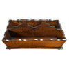 Victorian era oak cutlery tray on bun feet side view