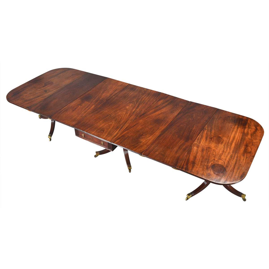 George III Period Three Pillar Dining Table with Exceptional Patina