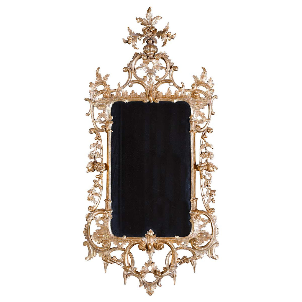 A Fine George II Period Giltwood Mirror Carved with C-scrolls and Icicles