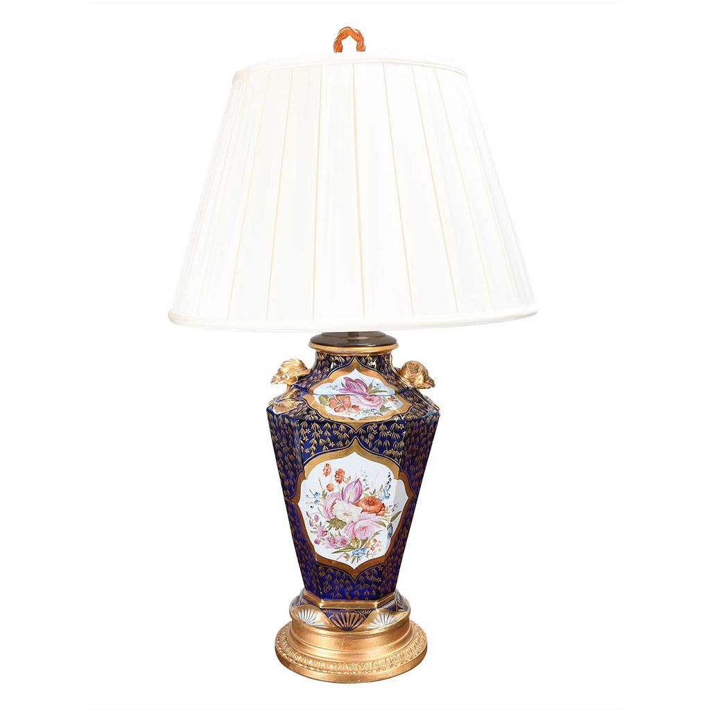 Ironstone Lamp with Gilt Rose Handles