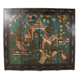 Four Panel Chinoiserie Leather Screen