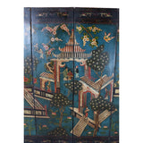 Four Panel Chinoiserie Leather Screen