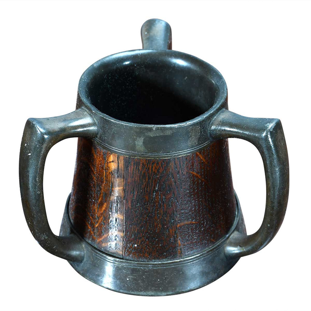 Small Oak and Pewter Loving Cup