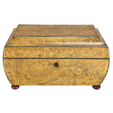 A Regency Period Penwork Tea Caddy with Unusual Ground Color