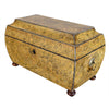 A Regency Period Penwork Tea Caddy with Unusual Ground Color
