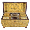 A Regency Period Penwork Tea Caddy with Unusual Ground Color