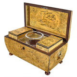 A Regency Period Penwork Tea Caddy with Unusual Ground Color