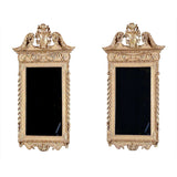 Pair of Giltwood Mirrors with Swan Neck Pediments