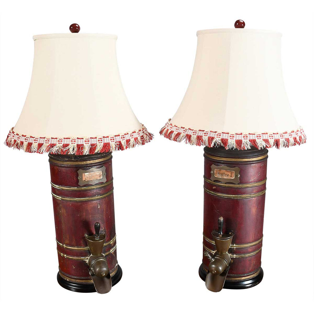 A Pair of Large Coffee Canisters Wired as Lamps
