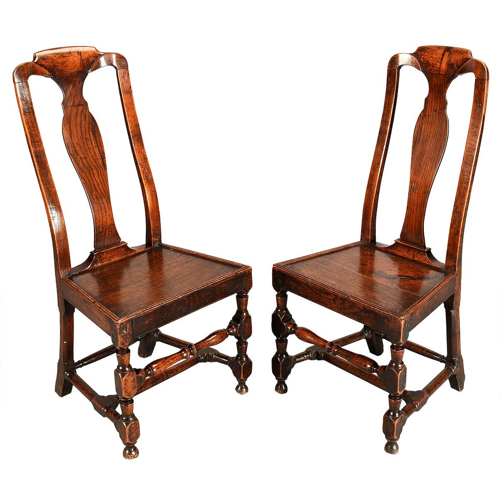 Pair of Oak Queen Anne Period Side Chairs