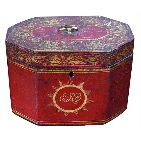 Regency Period Red Leather Tea Caddy