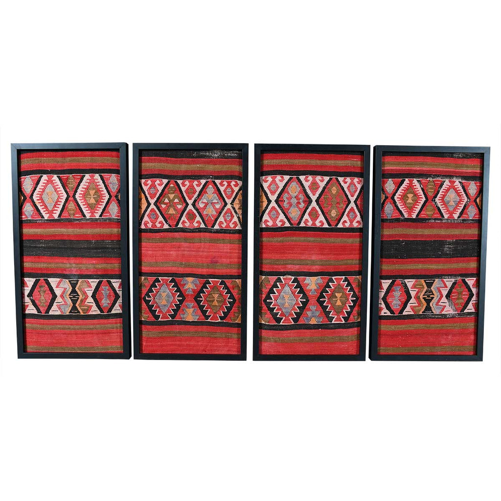Set of Four Framed Kilim Textile Panels