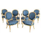 Six George III Period Giltwood Armchairs