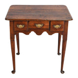 Small Oak Side Table with Three Drawers and Turned Legs