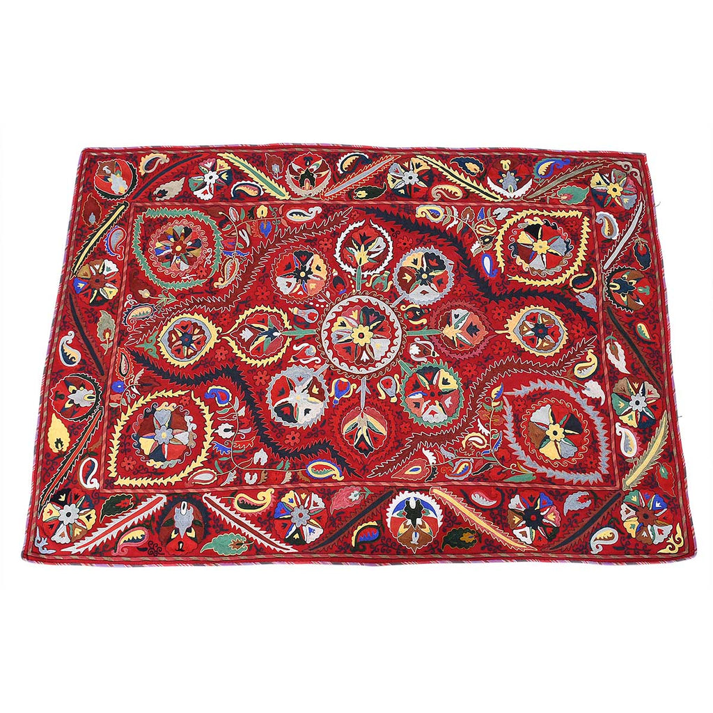Suzani Embroidery on Red Ground