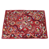 Antique Suzani Embroidery on Red Ground