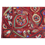 Antique Suzani Embroidery on Red Ground