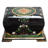 A Black Lacquered and Painted Tea Caddy