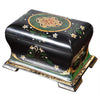 A Black Lacquered and Painted Tea Caddy