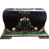 A Black Lacquered and Painted Tea Caddy