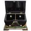 A Black Lacquered and Painted Tea Caddy