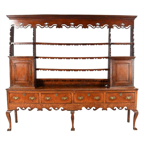 Large Dresser and Rack on Carved Cabriole Legs