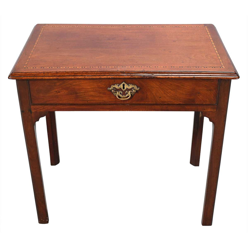 A Small Mahogany Writing/Dressing Table with Checkered Inlay
