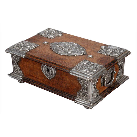 Small Burr Box with Silver Mounts