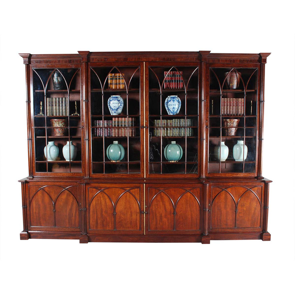 Regency Period Mahogany Bookcase-12' Long