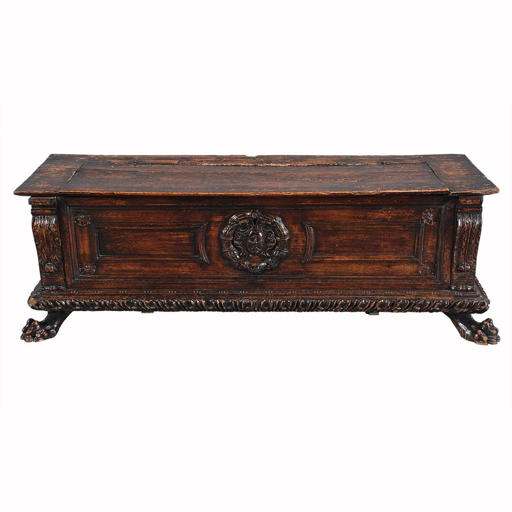 Walnut Cassone with Carved Armorial