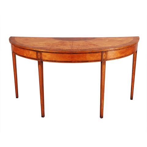 Demilune Serving Table in Satinwood, Yew, and Rosewood