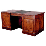 An English pedestal desk with beautifully figured mahogany timbers. view 1