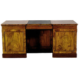 An English pedestal desk with beautifully figured mahogany timbers. view 2