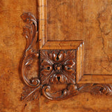 A 18th century burl walnut cabinet on bombe-shaped base. view 3